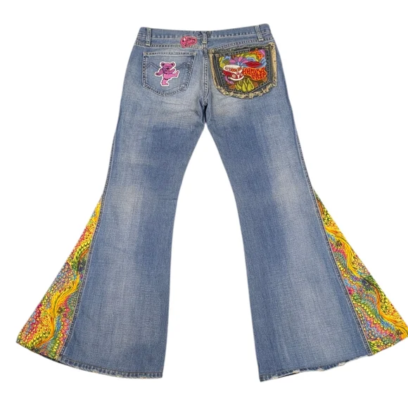 Energie X-Perience Y2K Custom Bell Bottom sz 31 Psychedelic Festival Flare J1737 - Picture 4 of 10